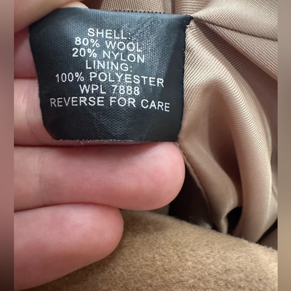 Anne Klein Camel Peacoat with Double Breasted Button Closure and Double Pockets - Picture 7 of 7